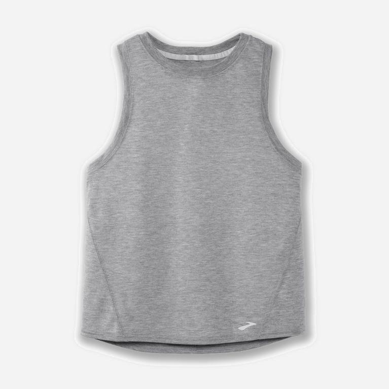 Brooks Distance NZ - Women's Running Tank Top - Heather Ash/Grey (09326-WQXM)